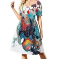 thumbnail image 4 of Vestido de manga corta abstracto con flores de James Jean vestidos de noche elegantes para mujer vestido largo de verano para mujer, 4 of 8