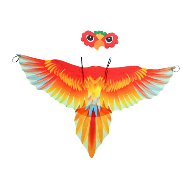 Conjunto de disfraz de pájaro para niños, capa de alas de loro con diadema, disfraz de Halloween para niños, capa para Festival, , fiesta, Rojo Yinane Traje de actuación