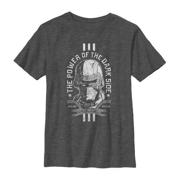 Boy's Star Wars: The Rise of Skywalker Cracked Kylo  Graphic Tee Charcoal Heather Small