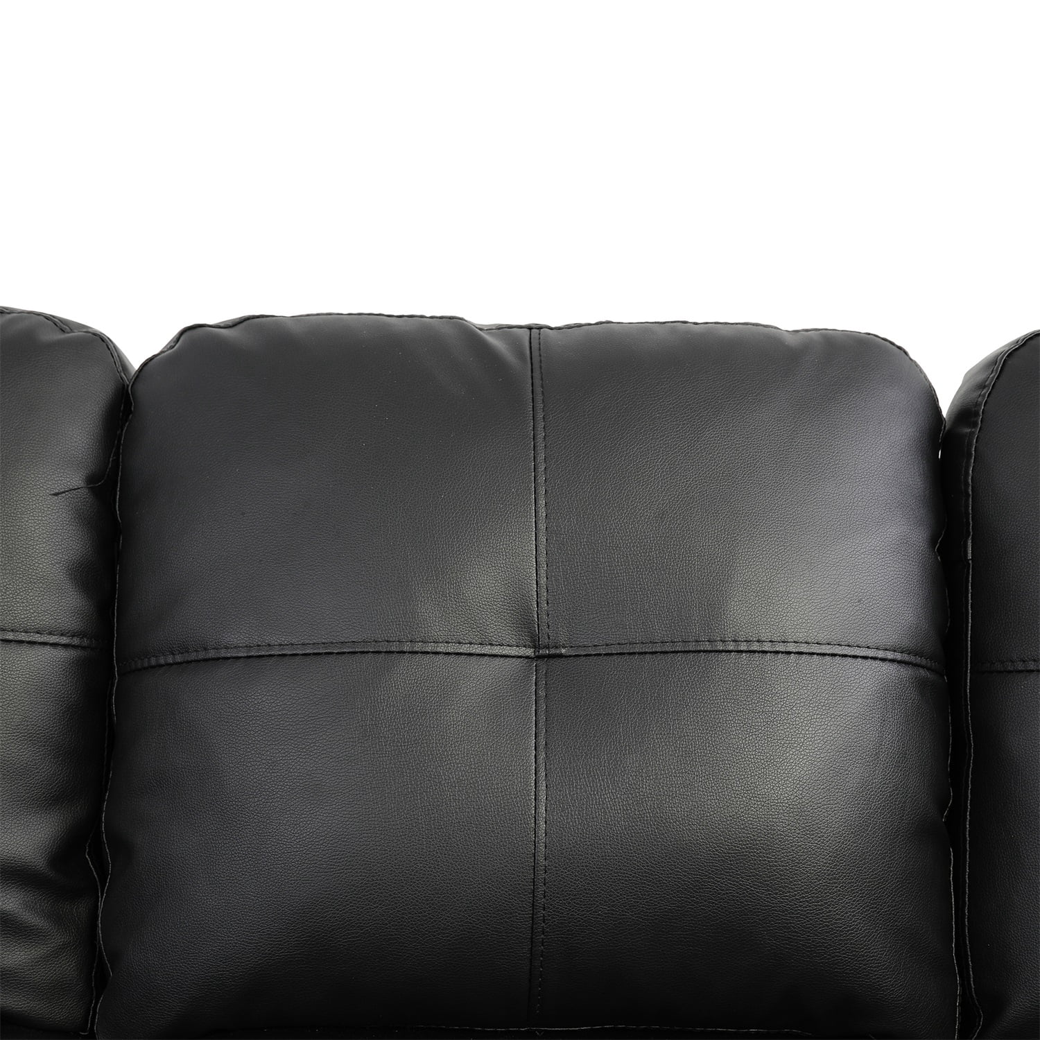 Hommoo Faux Leather L-Shaped Sectional Sofa, Modern 4-Seat Couches and Sofas Set, Living Room Furniture Sets for Home& Office, Black (No Ottomans)