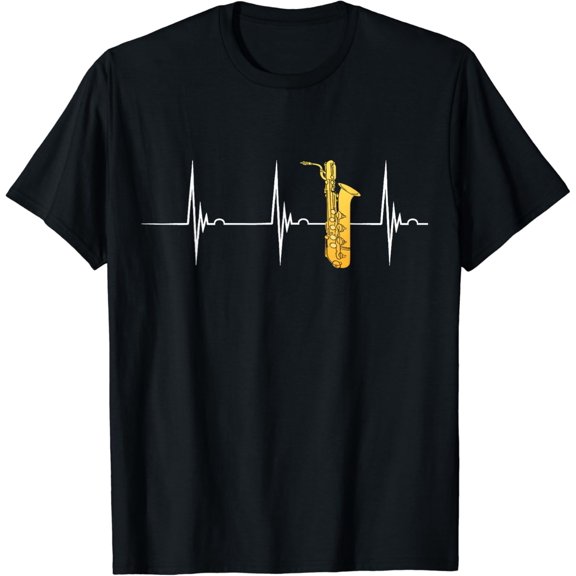 t-shirt Baritone Sax Heartbeat EKG Pulse Saxophone Saxophonist T-Shirt mens t shirt,black,women,funny,misfits,men,journey