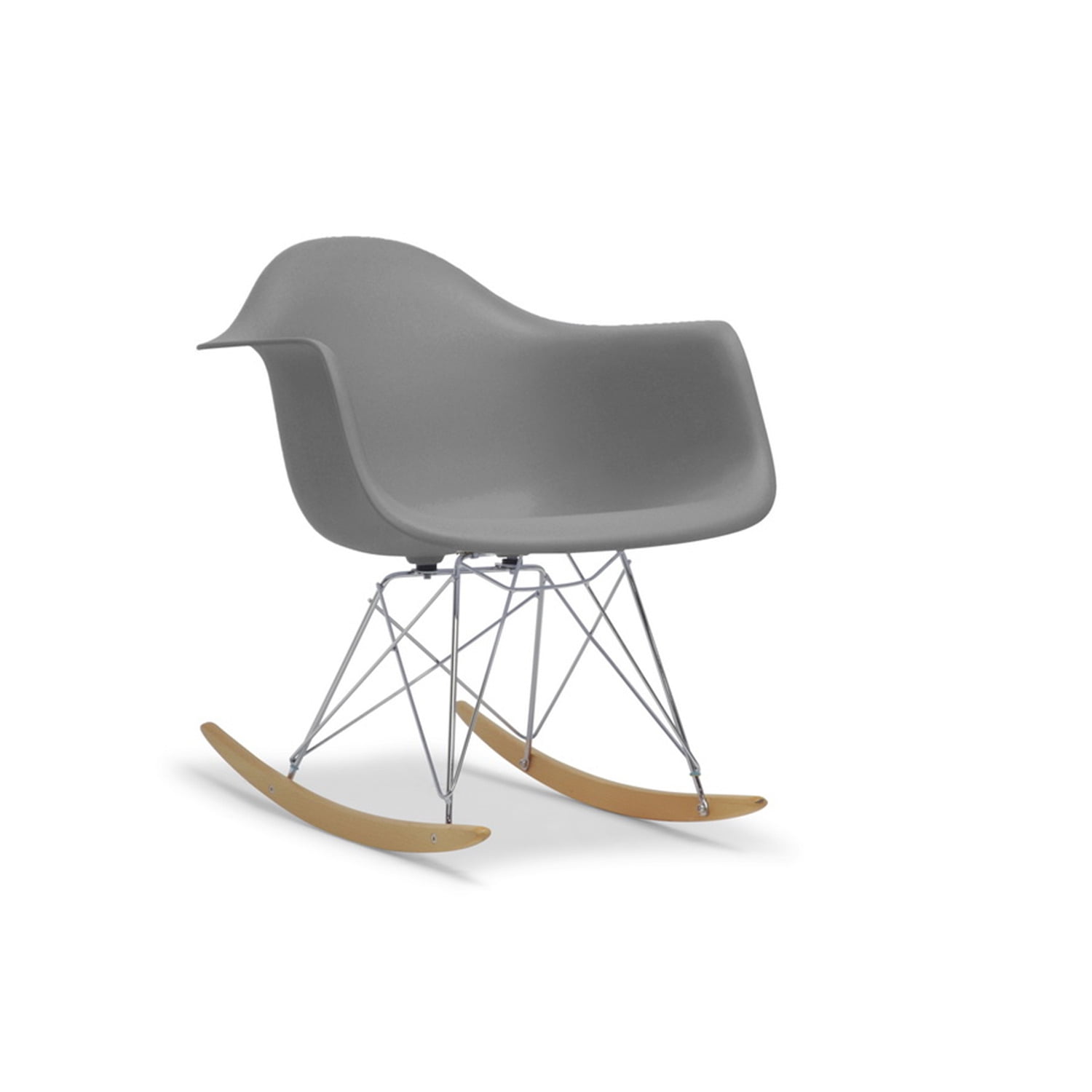 Baxton Studio Dario Plastic Mid-Century Modern Rocking Chair-Color:Grey