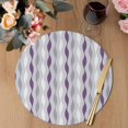 thumbnail image 3 of Purple Grey Striped Round 15 Inch Placemats Set of 4, Modern Abstract Geometric Stripes HeatResistant Non Slip Place Mats for Dining Table, Wipeable Braided Kitchen Table Mats for Housewarming, 3 of 9