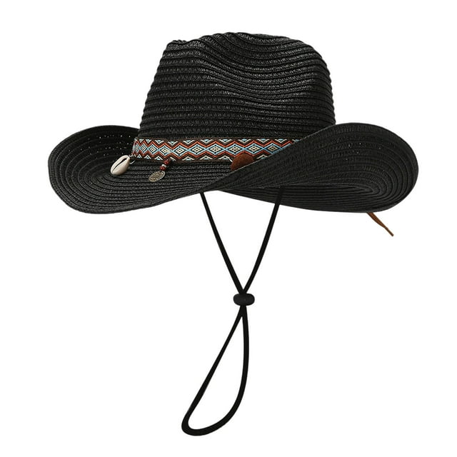 WEIYLL Chapeau de Soleil Femmes Hommes Tendance Été Style Mode Extérieur Ombre Cowboy Noir Couvre-Chef Casquettes