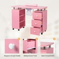 thumbnail image 6 of Ktaxon Nail Table, Manicure Desk for Nail Tech with Electric Downdraft Vent, Pink, 6 of 7