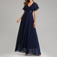thumbnail image 3 of Bigersell Tshirt Dress Clearance Female V-Neck Short Sleeve Maxi Evening Gown Dress Style D-35 Formal Dresses Ladies Evening Party Regular Summer Dresses , Navy XL, 3 of 7