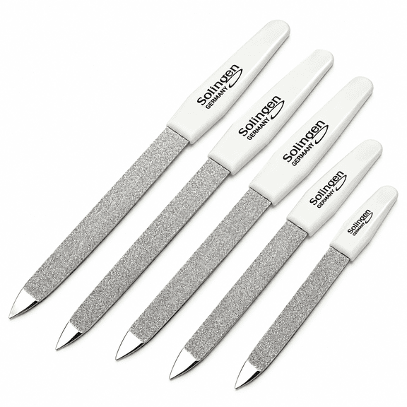 S SMI 5-Piece Coarse Sapphire Nail File Set with 5 Solingen Sapphire Nail Files, White