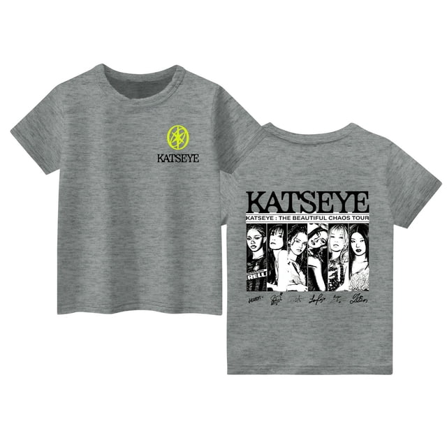KATSEYE Kids tops Children's Casual Short-sleeved Printed Round Neck Fashionable T-shirt Top