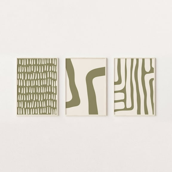 Luvia Olive Green Gallery Wall Set / Set Of 3 Olive Green Prints, Modern Art Prints, Olive Prints, Olive Green, Modern Wall Decor Set 3 Prints 8x12 UNFRAMED