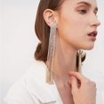 thumbnail image 4 of Pendientes largos con borlas y diamantes de imitación para mujer, aretes colgantes de cadena larga bohemia de plata, joyería para mujer, 4 of 5