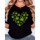 thumbnail image 1 of Women's Casual Short-Sleeve T-Shirt with "Love Green Maple Leaf" Print, Retro Minimalist Style, Round Neck, Comfortable Fit for Casual Attire, Allseason Apparel | Trendy Casual Style | Machine Washab, 1 of 6