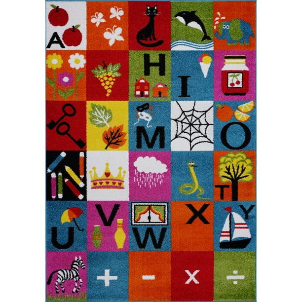 Ladole Rugs Tapis de Tapis de Cuisine Doux et Confortable Thème Alphabets en Multicolore, 4x6 (3'11" x 5'3", 120cm x 160cm)