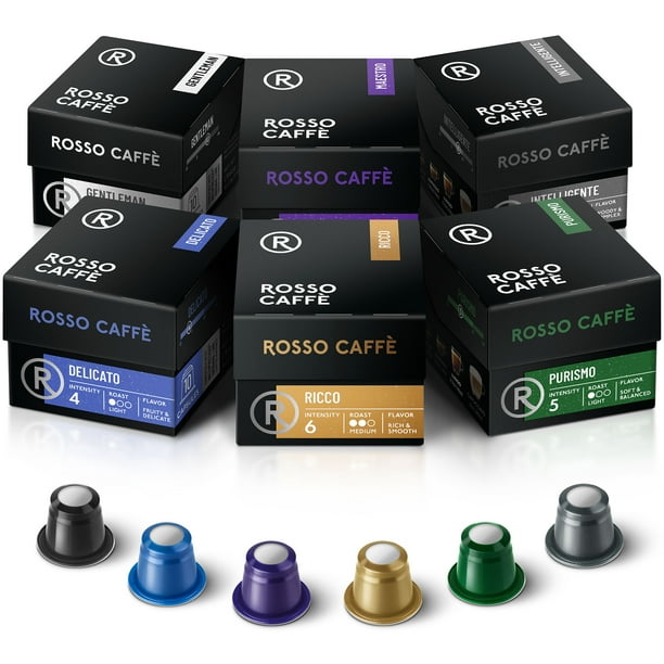 Rosso Coffee Pods Nespresso Original Machine, 60 Gourmet Espresso