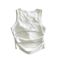 thumbnail image 4 of GiLiling Kids Solid Color Hollow Out Backless Camisole Vest Round Neck Fashion Top (White, 18-24 Months), 4 of 8