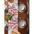 thumbnail image 2 of Red Coral Table Runner 60 Inches, Coastal Shell Summer Beach Stripe Nautical Bed Runner Dresser Scarves Tabletop for Indoor Outdoor Parties/Ceremony/Banquet, 13" x 60", 2 of 8