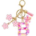 thumbnail image 1 of TRAHOO-Resin Alphabet Initial Letter Keychain Tassel Flower Pendant Key Ring for Purse Handbag Car Keys, 1 of 4