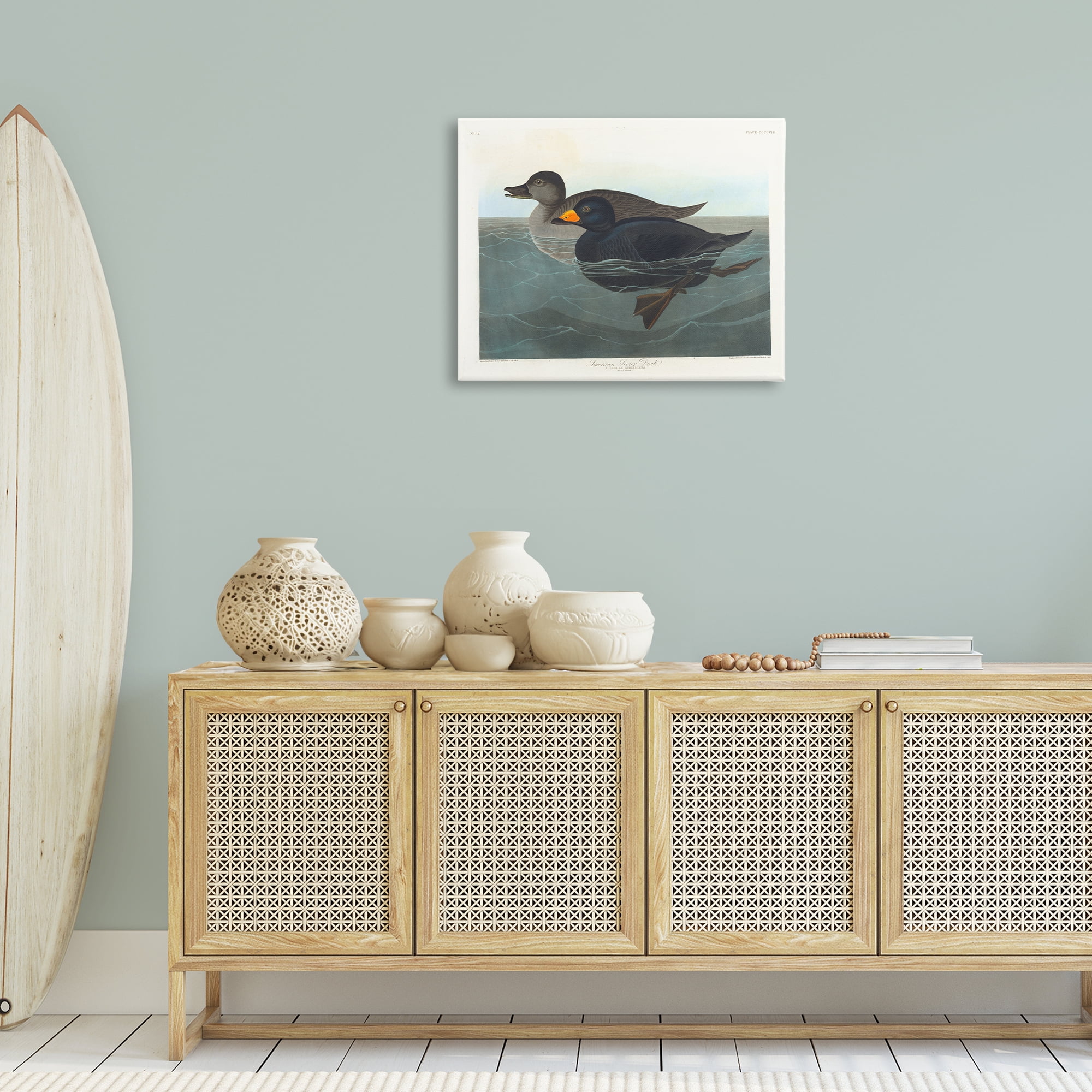 Stupell Industries Classic American Scoter Duck Animals Painting Wrapped Canvas Art Print Wall Art, 30 x 24