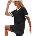 thumbnail image 4 of Rosvigor Women Tops Loose Fit T Shirts for Women Color Block Shirts Casual Tops Summer Blouses, 4 of 8