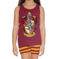 thumbnail image 3 of Harry Potter Girls Hogwarts House Crest Tank Top Short Pajama Tight-Fit 2PC Set - Gryffindor Hufflepuff Slytherin Ravenclaw, 3 of 5