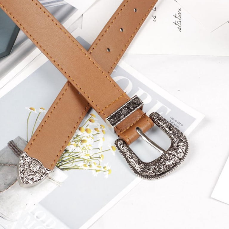 Western-Belts-Leather-Belt Vintage Waist-Belt with Buckle for Jeans Dresses NPET Women Leather Belt for Jeans, Dresses, Fashion with  main image 4