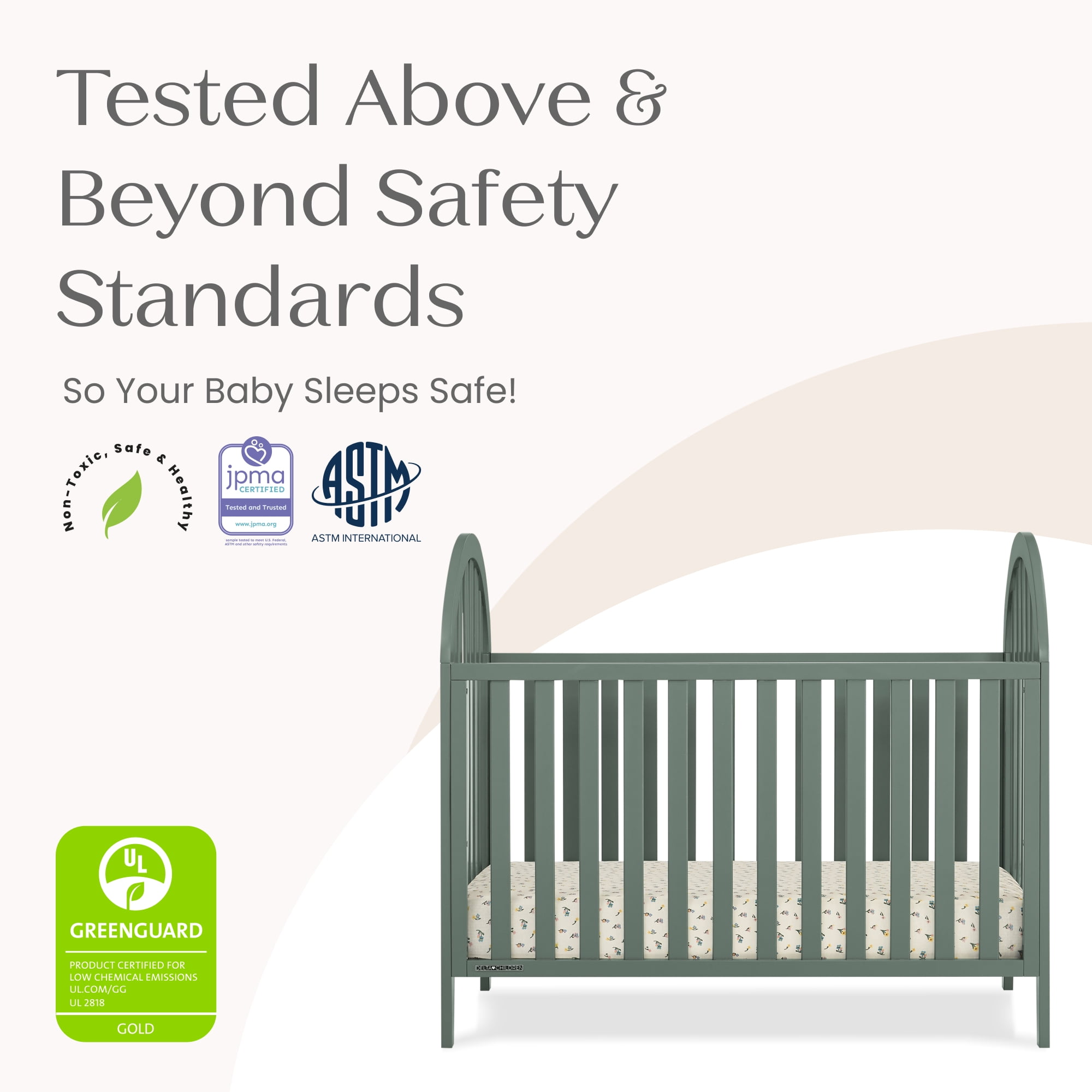 Delta Children Milano 4-in-1 Convertible Crib - Greenguard Gold Certified, Grassy Glen