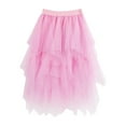 thumbnail image 4 of GEWSEY Tulle Skirts for Women, Puffy Skirt Asymmetrical Midi Length Ruffled Tutu Layered Mesh Fairy Skirt (Pink, XL), 4 of 7
