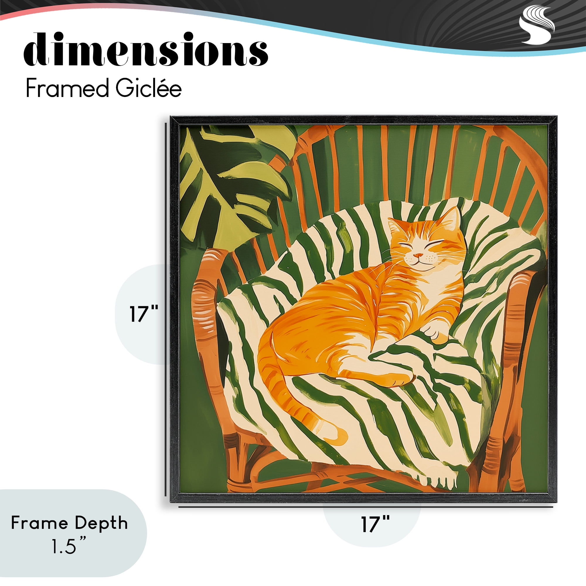 Stupell Industries Orange Cat in Rattan Chair Black Framed Giclee Art, design by Walker Noble