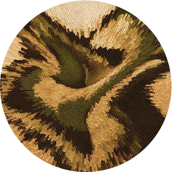 Ahgly Company Machine Washable Indoor Square Transitional Orange Area Rugs, 3' Square