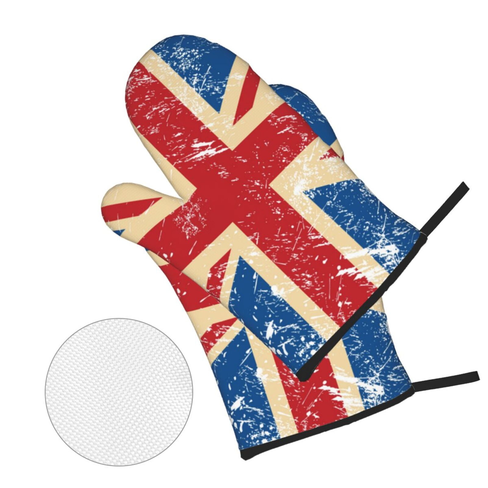 Union Jack Uk Flag Retro 4Pcs Oven Mitts and Pot Holders Sets Oven Kitchen Gloves Hot Pads for Cooking BBQ Baking Grilling