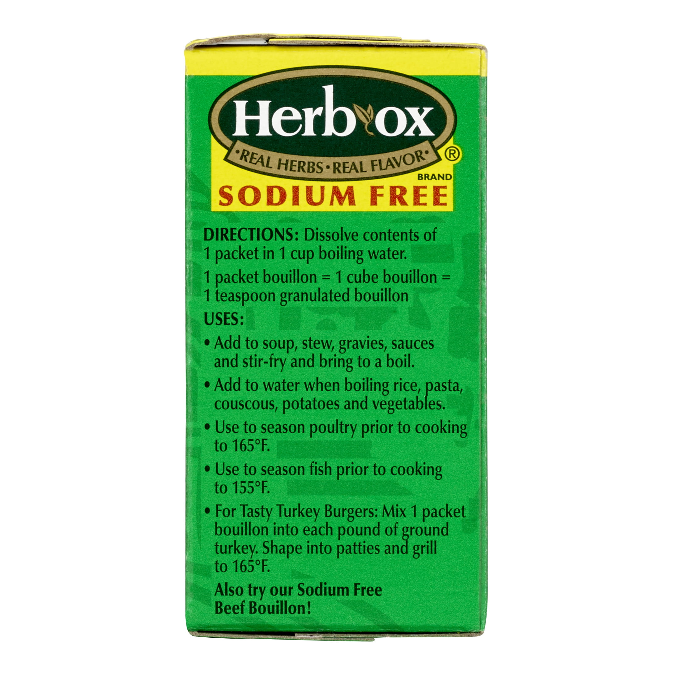 HERB-OX Instant Sodium Free Chicken Bouillon Packets, Shelf-Stable, 1.2 oz Paper Box (8 Packets)