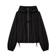 thumbnail image 2 of Nestiefly Women's Zip Up Hoodies Drawstring Windbreaker Jacket Sport Casual Workout Coats Y2K Long Sleeve Outwears with Pockets 2026 Black M, 2 of 7