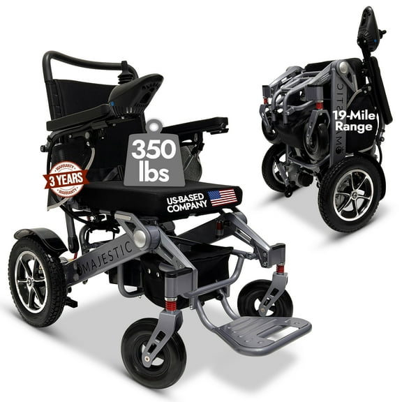 350 lbs Weight Capacity Electric Wheelchair, 19 Miles Long Battery Range, US Based Customer Support, Electric Wheelchairs for Adults, Lightweight Wheel Chair for Seniors, IQ-7000 by Majestic