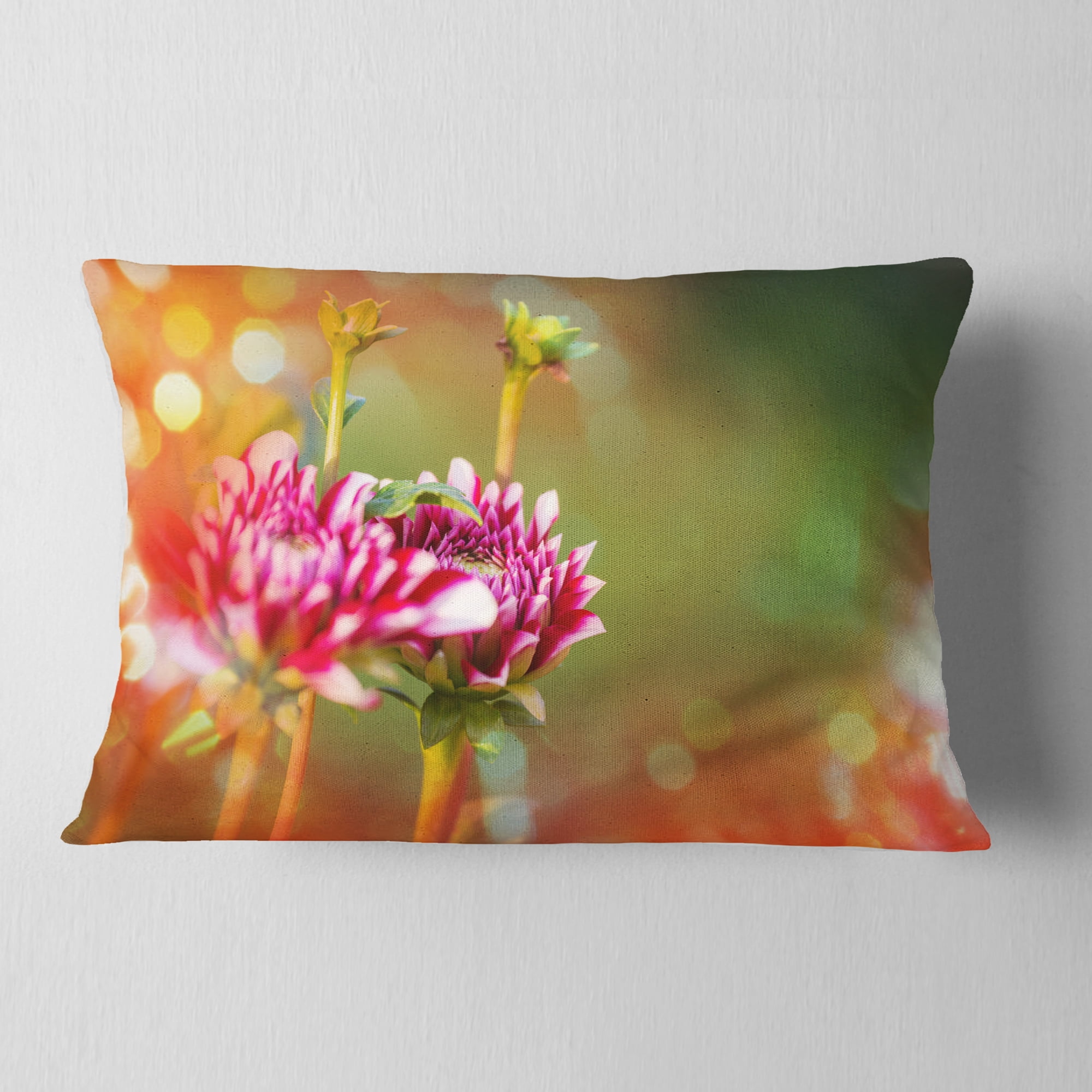 Designart 12" x 20" Pink Polyester Throw Pillow