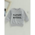 thumbnail image 2 of Bagilaanoe Toddler Baby Girl Boy Casual Sweatshirt Long Sleeve Letter Print Pullover 6M 12M 18M 24M 3T Kids Fall Loose Tee Tops, 2 of 7