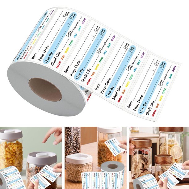 Etiquetas de alimentos extraíbles, etiquetas adhesivas para frascos, suministros para fiestas, para almacenamiento en congelador, para contenedores