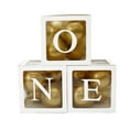 thumbnail image 2 of Retrok 3pcs First Birthday Balloon Boxes 1st Birthday Transparent Blocks Boxes Decorations with ONE Letter for Baby Boy or Girl - Newborn Photography Props,Table Centerpiece, 2 of 8