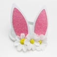 thumbnail image 2 of JustMyDress Linda diadema para niñas con orejas de conejo y lazos de lentejuelas para regalo de Pascua JHE01 (flor-blanco), 2 of 2