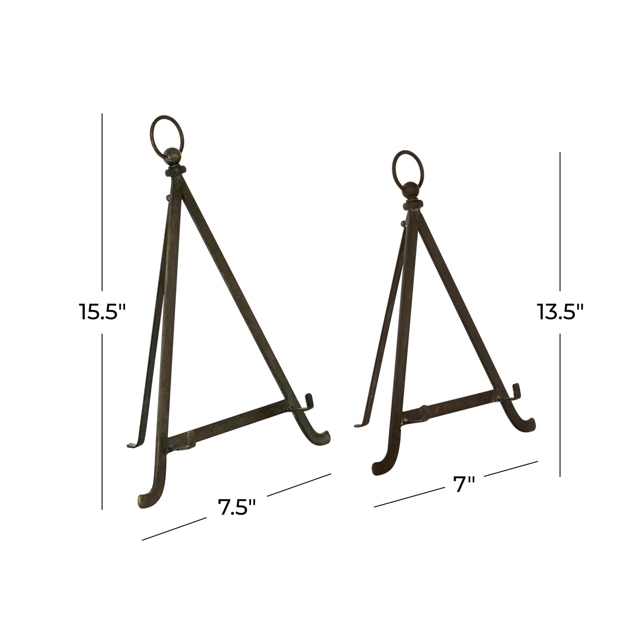 DecMode 13", 15"H Bronze Metal Tabletop Triangle Easel with Foldable Stand, 2-Pieces