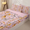 thumbnail image 3 of Castle Fairy Cute Floral Giraffe Zipper Full Size Comforter Sets with Fitted Sheet and 2 Pillowcases,Cartoon Flower Wildlife Zipper Bedding Set,Orange Blush Pink,Pink Reversible,4pcs, 3 of 6