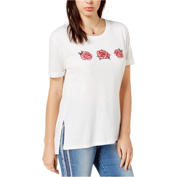 Carbon Copy Camiseta básica con estampado gráfico de rosas para mujer, blanco, extragrande