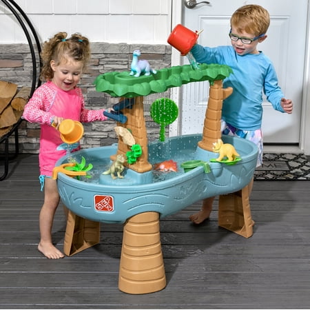 Step2 Dino Showers Gray Plastic Water Table for Toddlers with 13-piece Playset