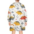 thumbnail image 2 of Wearable Oversized Blanket,Dinosaur with Bones Pattern Wearable Blanket Hoodie for Adults,Cozy Hooded Blankets with Super Pockets,Super Warm Fuzzy Pullover for Women & Men, 2 of 6