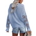 thumbnail image 3 of LUXUR Chandail pour Femmes à Manches Longues, Haut de Type Jumper, Automne Hiver, Chandail Confortable en Tricot, Col Rond, Bleu, P, 3 of 3
