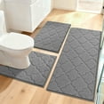 thumbnail image 3 of Findosom Bathroom Rugs Sets 3 Pcs,Non Slip Soft Absorbent Microfiber Bath Mats and U-Shaped Contour Toilet Rug,Machine Washable Plush Shaggy Bath Mat Set for Bathroom 18"x26"+18"x48"+U 20"x24" Gray, 3 of 10