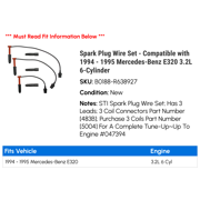 Spark Plug Wire Set - Compatible with 1994 - 1995 Mercedes-Benz E320 3.2L 6-Cylinder