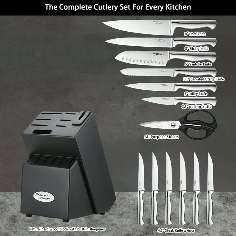 Chicago Cutlery Elston 16pc Knife Set with Block - Stainless Steel Blades,  Plastic Handles - Includes Bread Knife, Chef Knife, Paring Knife, Shears in  the Cutlery department at