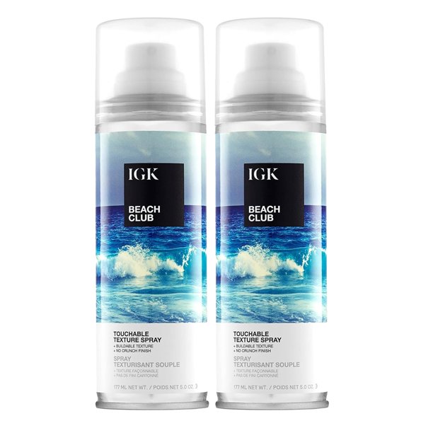 Spray de textura táctil IGK BEACH CLUB | Mantener + Volumen + Ligero | Vegano + Libre de Crueldad | 5.0 oz (Paquete de 2)