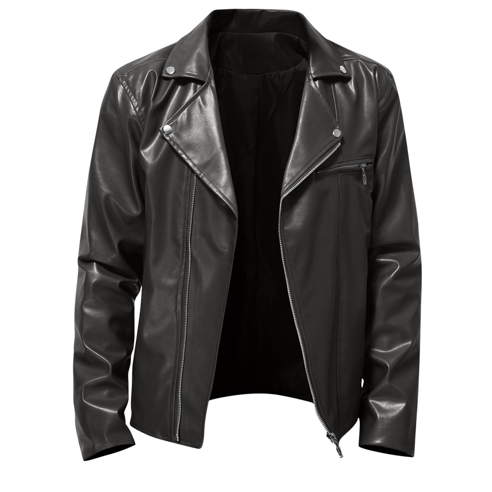 Miluxas Women's Leather Casual Jacket Lightweight Faux Leather Fall Spring Biker Vintage Jackets Dark Gray M(M)