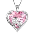 thumbnail image 1 of Juwaliy Collar de Corazón para Mujer para Mamá Hija Dije de Piedra de Nacimiento de Turmalina Rosa de Plata Esterlina 925 Joyería Octubre Cumpleaños Navidad Mothers Day Regalo para Ella, 1 of 7