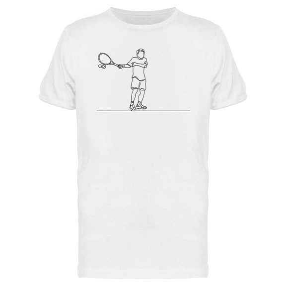 Tennis Player Line Draw T-Shirt Men -Image by Shutterstock, Male Small